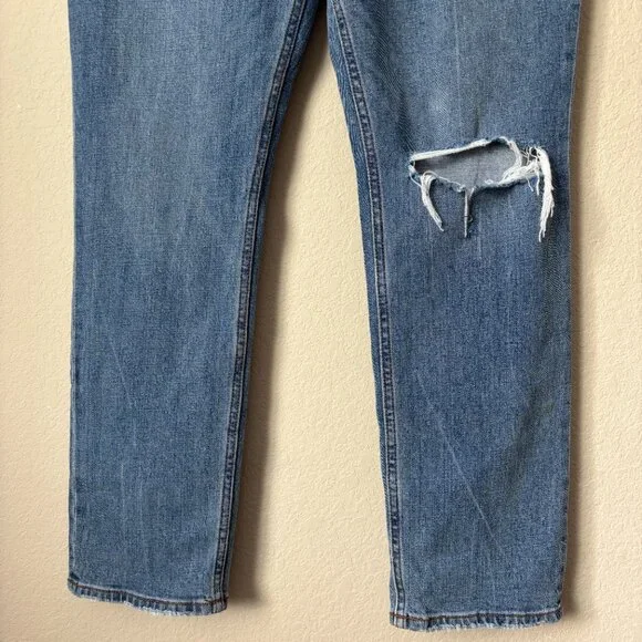 Abercrombie & Fitch 16 The '90s Slim Straight Ultra High Rise Distressed Jeans - Picture 6 of 10